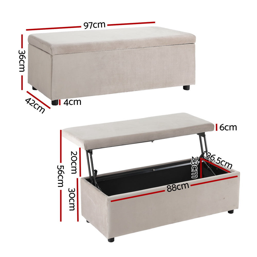 Storage Ottoman Blanket Box Table 97cm Velvet Taupe Fast shipping On sale