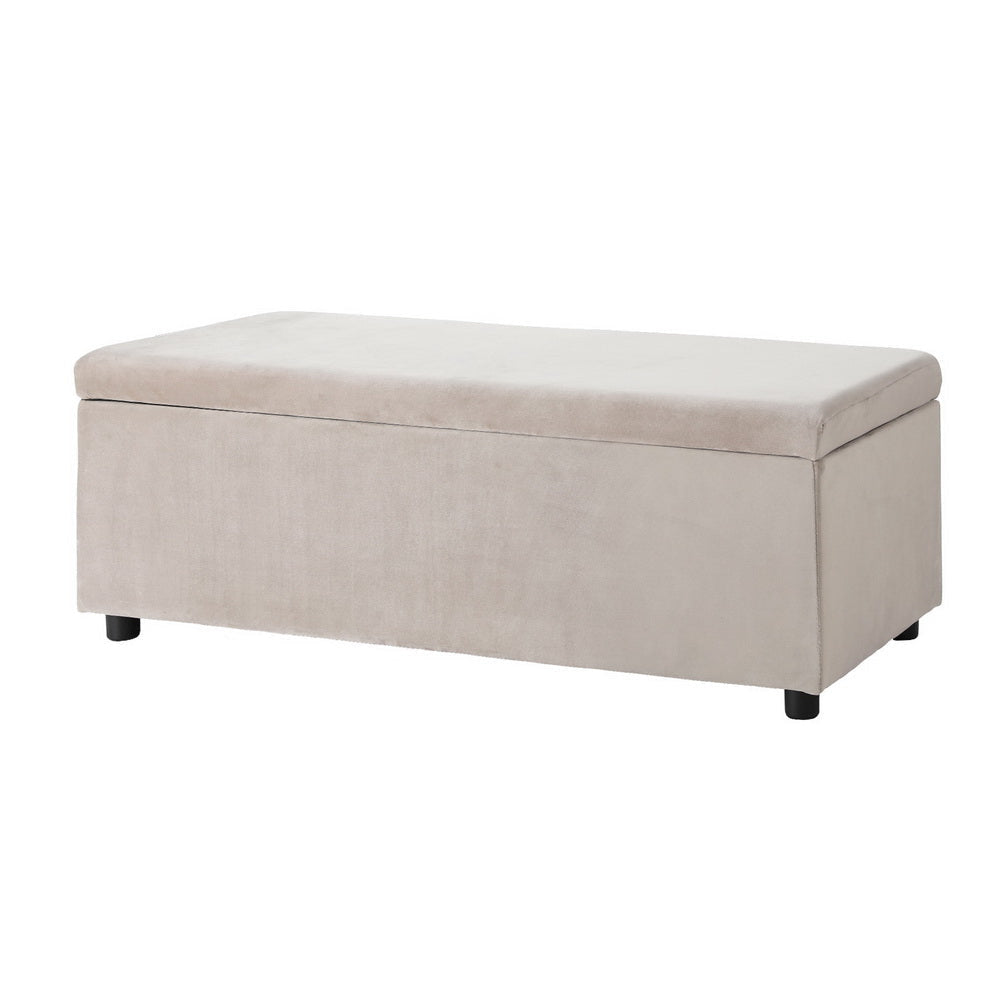 Storage Ottoman Blanket Box Table 97cm Velvet Taupe Fast shipping On sale