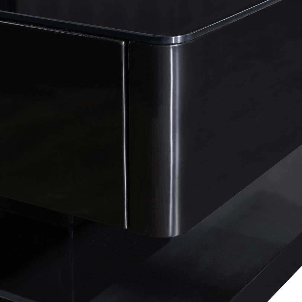 Stylish Coffee Table High Gloss Finish in Shiny Black Colour with 4 Drawers Storage Fast shipping On sale