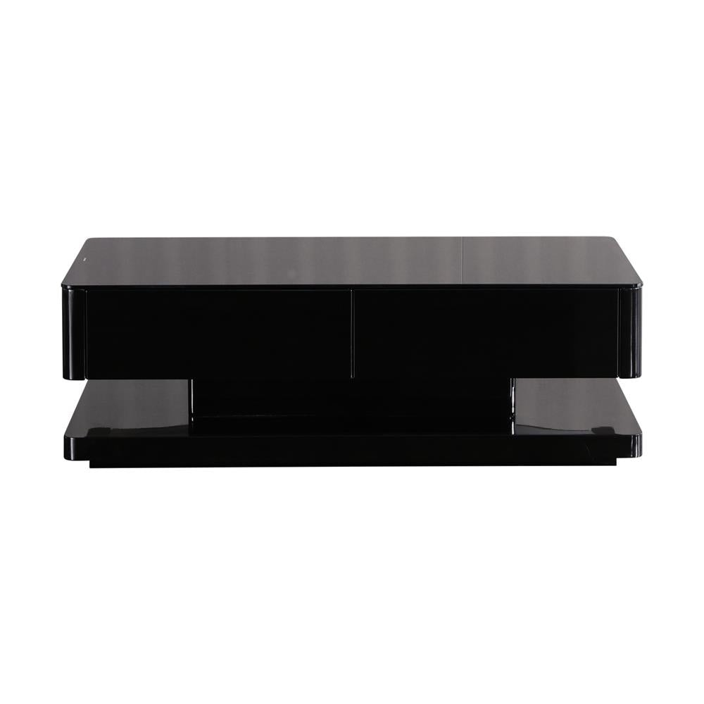 Stylish Coffee Table High Gloss Finish in Shiny Black Colour with 4 Drawers Storage Fast shipping On sale