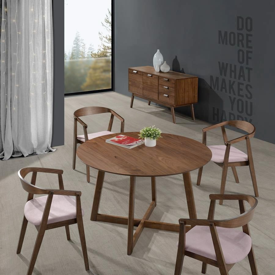 Stylish Modern Wooden Timber Round Kitchen Dining Table 120cm Walnut Fast shipping On sale