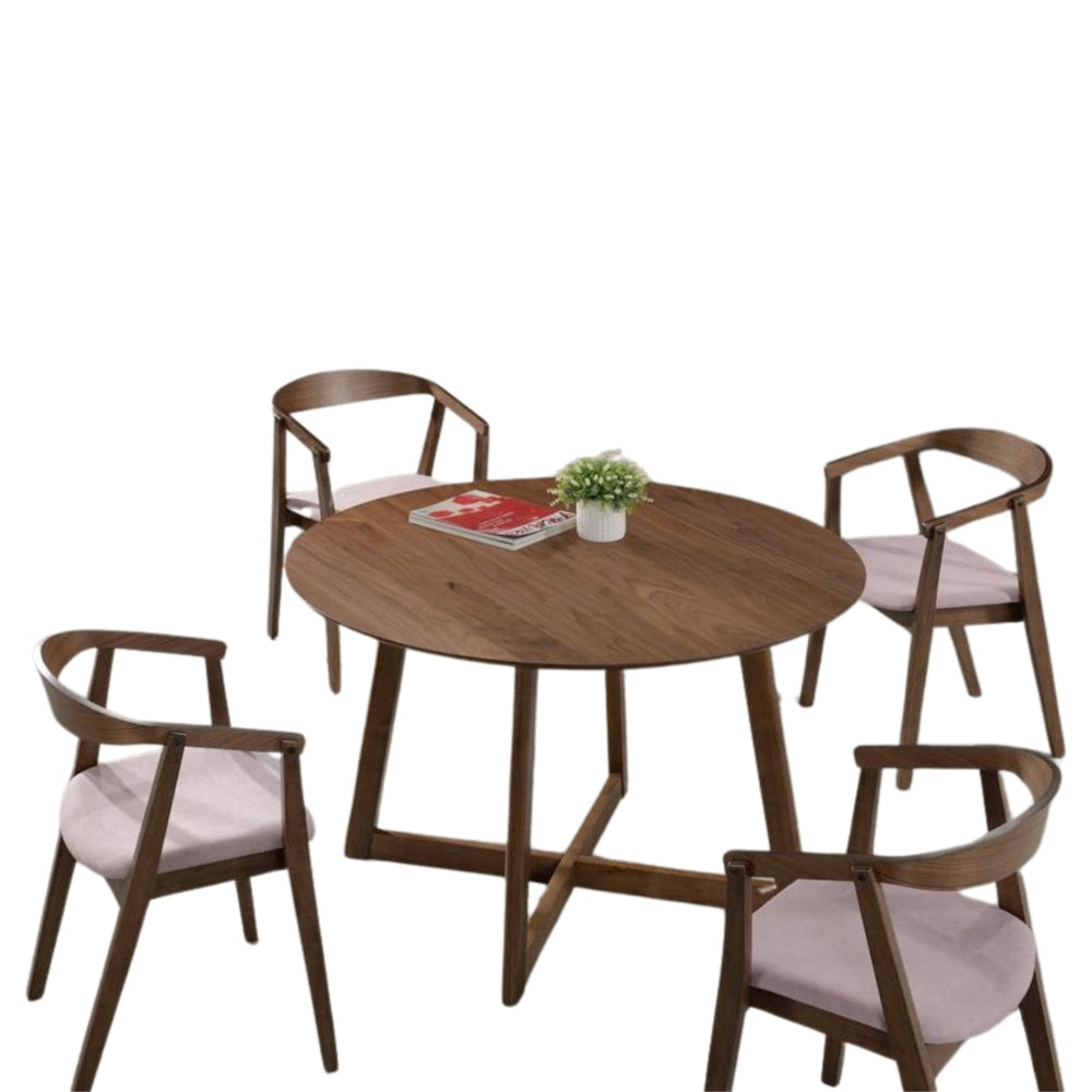 Stylish Modern Wooden Timber Round Kitchen Dining Table 120cm Walnut Fast shipping On sale