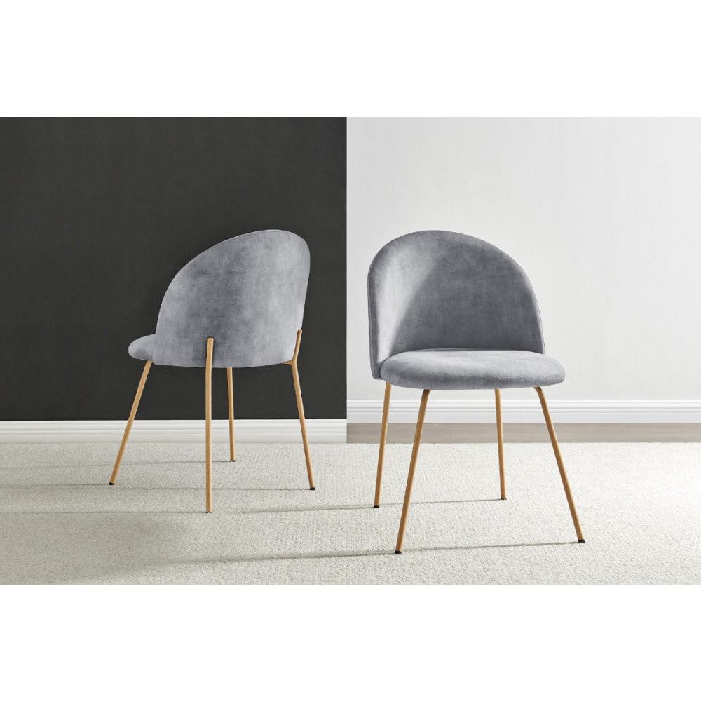 Subiaco Set of 2 Velvet Kitchen Dining Chairs Grey Chair Fast shipping On sale