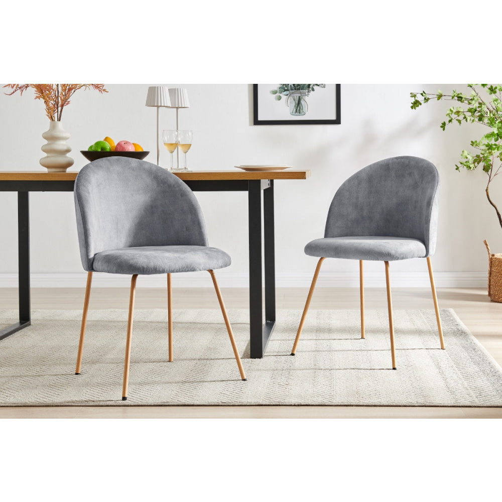 Subiaco Set of 2 Velvet Kitchen Dining Chairs Grey Chair Fast shipping On sale