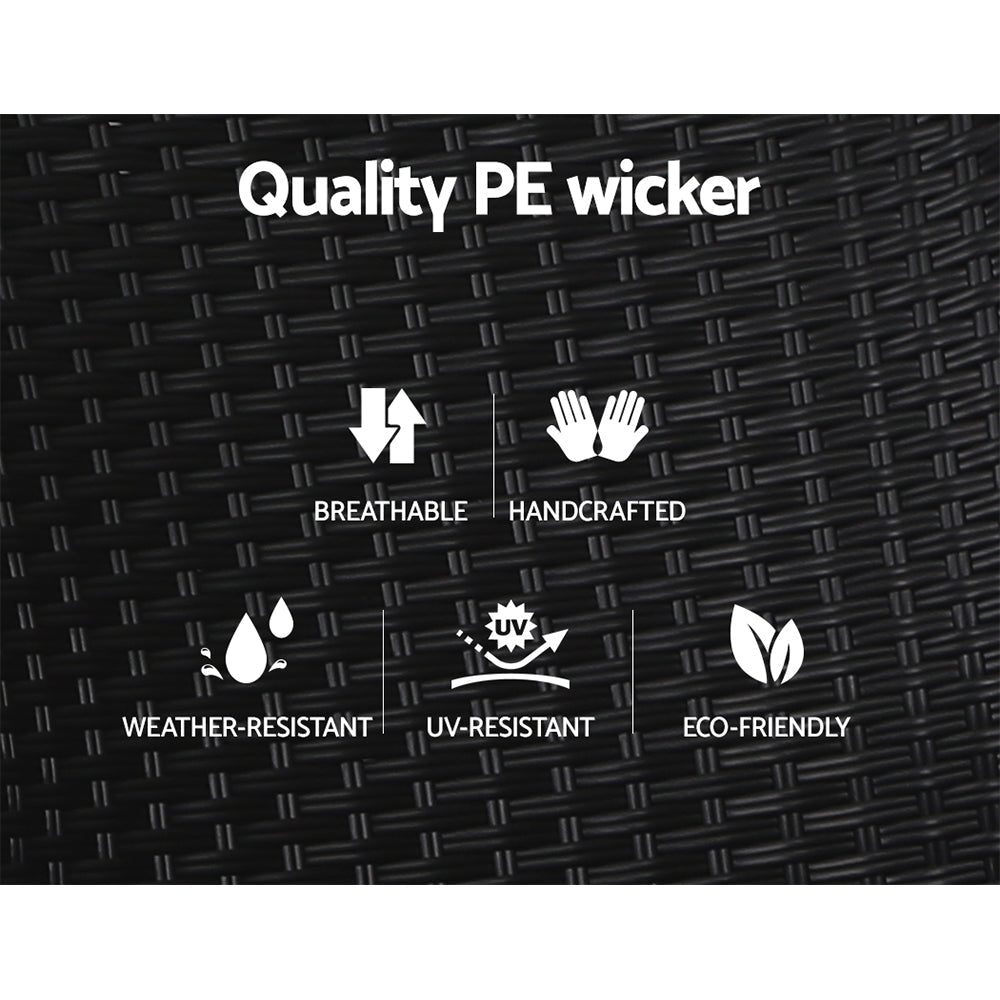 Sun lounge Recliner Chair Wicker Lounger Sofa Day Bed Outdoor Furniture Patio Garden Cushion Ottoman Black Gardeon Sets Fast shipping