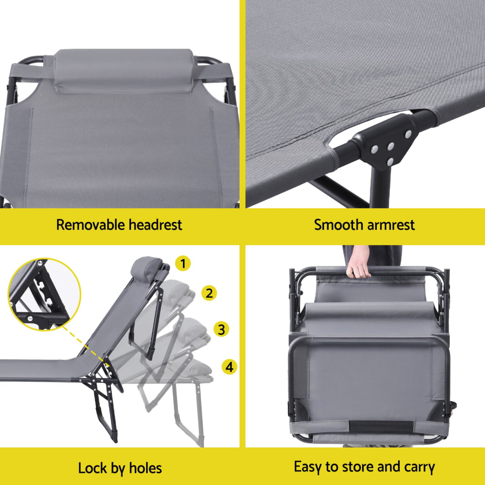 Sun Lounger Folding Lounge Beach Chair Patio Outdoor Furniture Fast shipping On sale