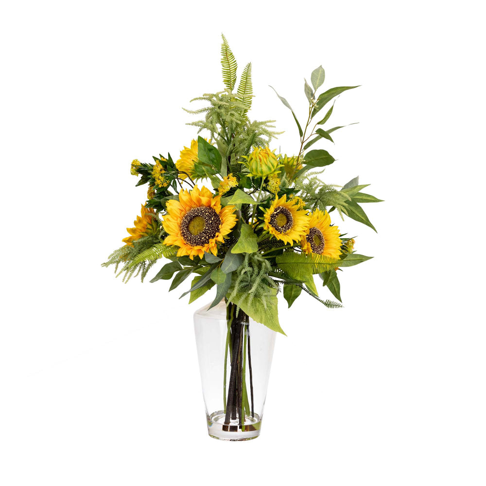 Sunflower & Mimosa 75cm Artificial Faux Plant Flower Decorative Mixed Arrangement Fast shipping On sale