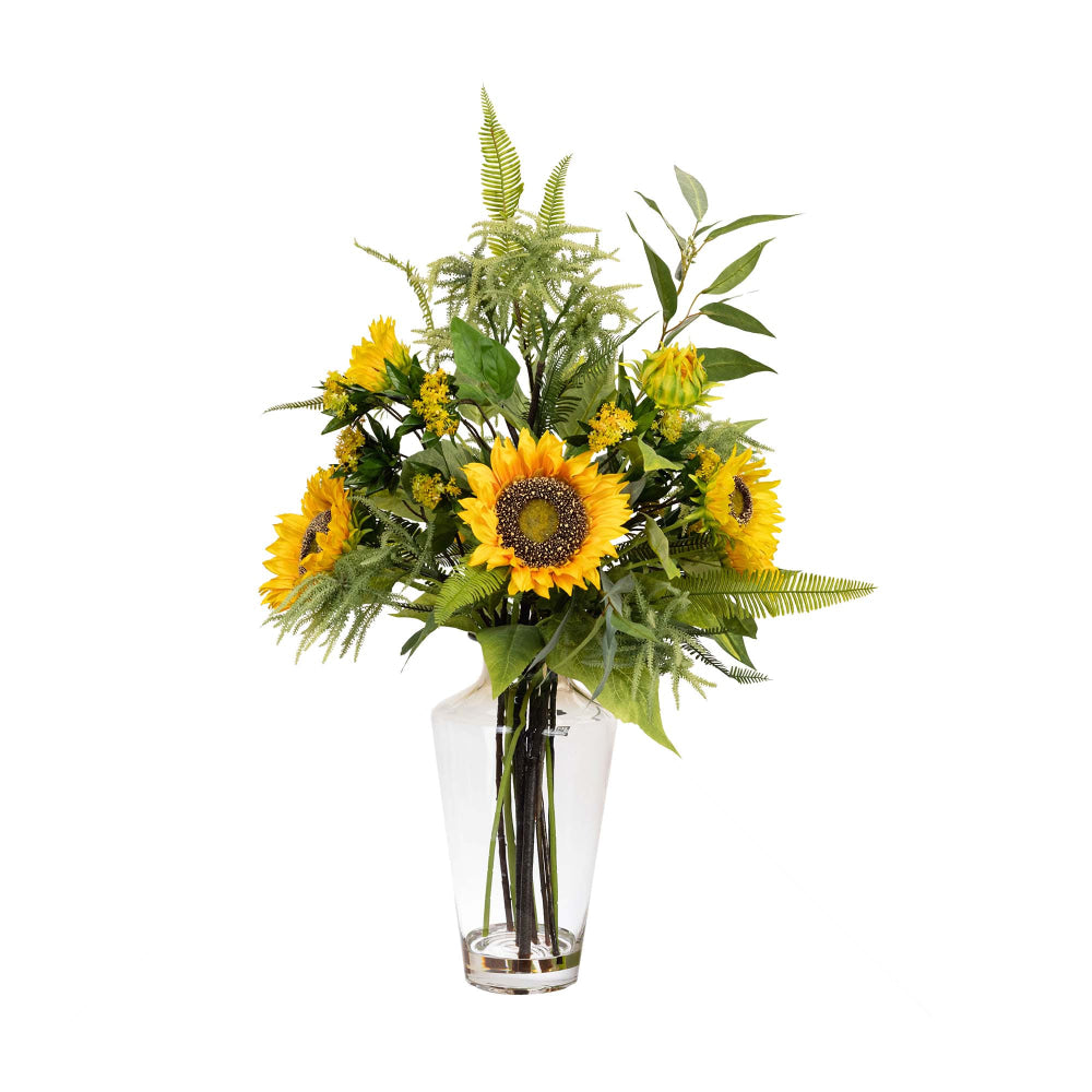 Sunflower & Mimosa 75cm Artificial Faux Plant Flower Decorative Mixed Arrangement Fast shipping On sale