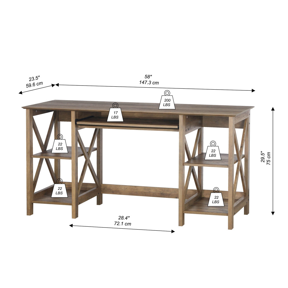 Suzy Home Office Computer Writing Working Desk W/ Open Shelves Rustic Oak Fast shipping On sale