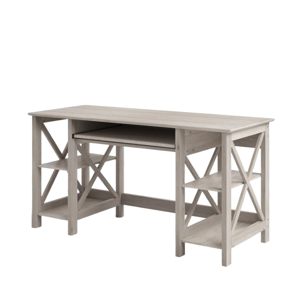 Suzy Home Office Computer Writing Working Desk W/ Open Shelves Washed Grey Fast shipping On sale