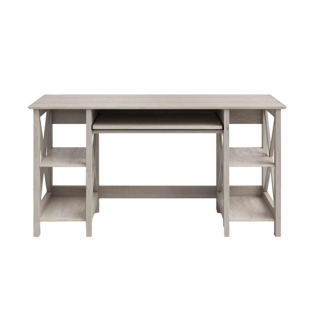 Suzy Home Office Computer Writing Working Desk W/ Open Shelves Washed Grey Fast shipping On sale