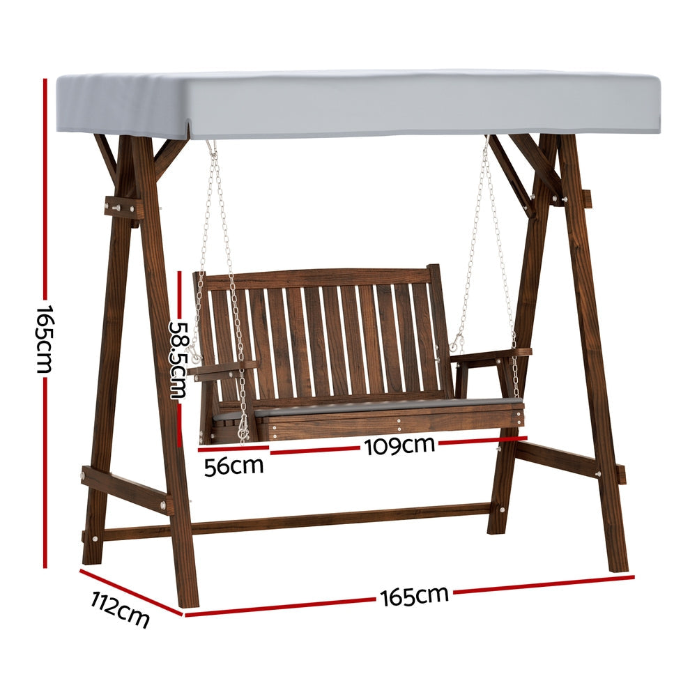 Swing Chair Wooden Garden Bench Canopy 2 Seater Outdoor Furniture Fast shipping On sale