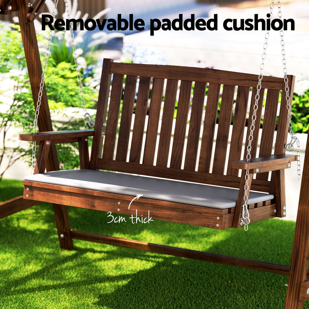 Swing Chair Wooden Garden Bench Canopy 2 Seater Outdoor Furniture Fast shipping On sale