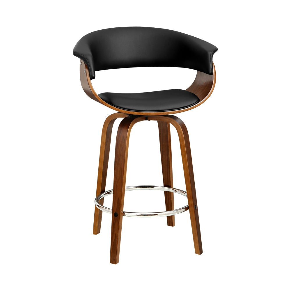 Swivel PU Leather Bar Stool - Wood and Black Fast shipping On sale