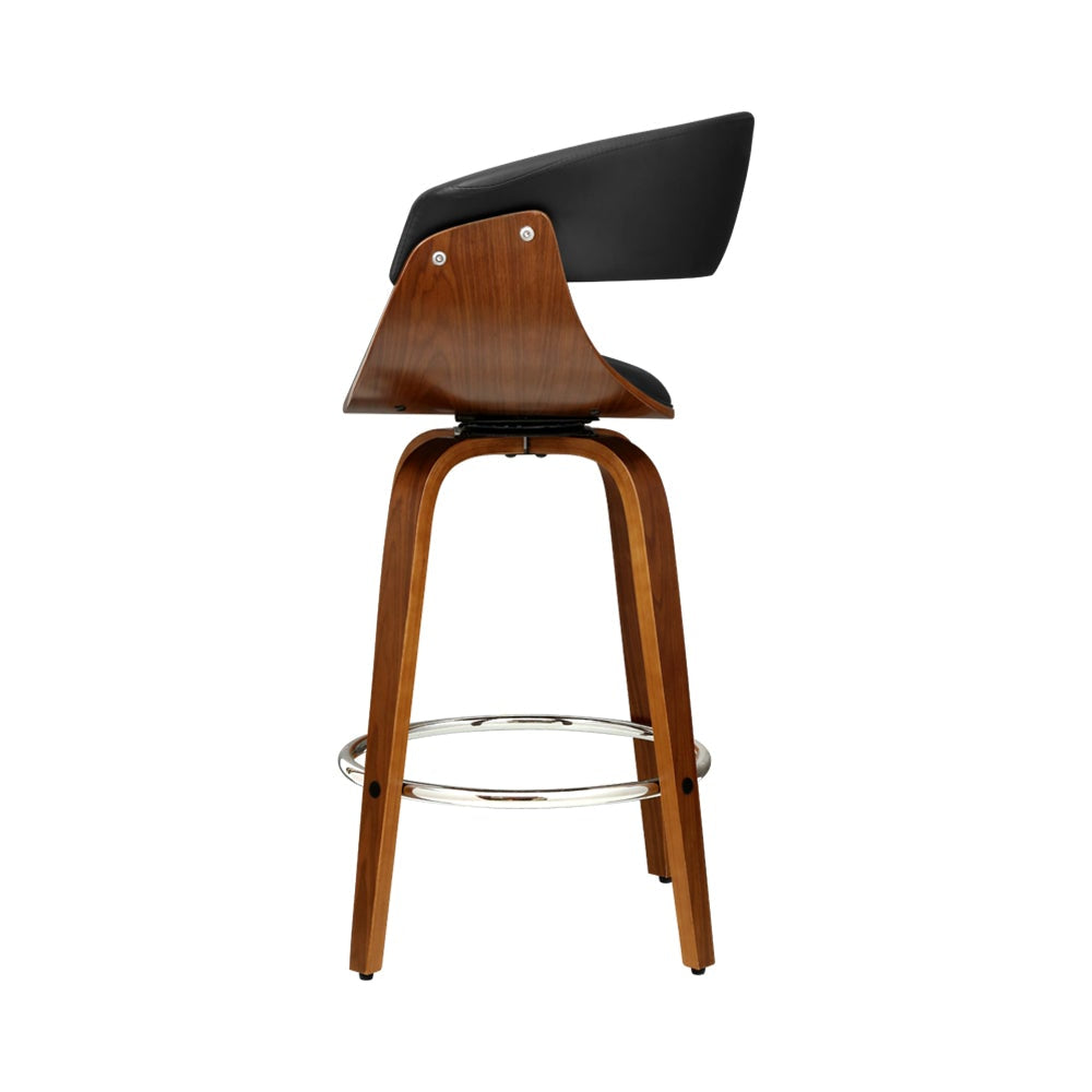 Swivel PU Leather Bar Stool - Wood and Black Fast shipping On sale