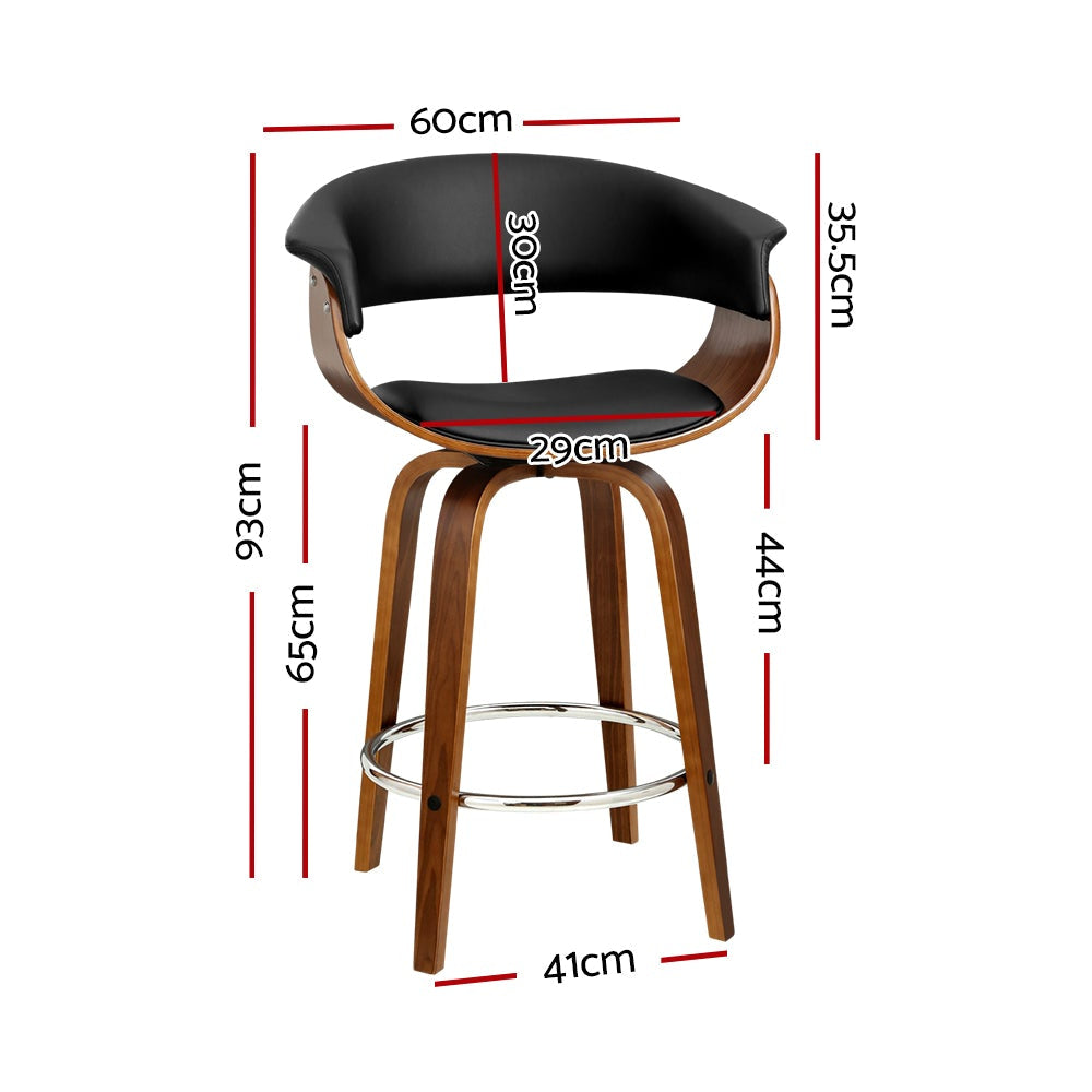 Swivel PU Leather Bar Stool - Wood and Black Fast shipping On sale