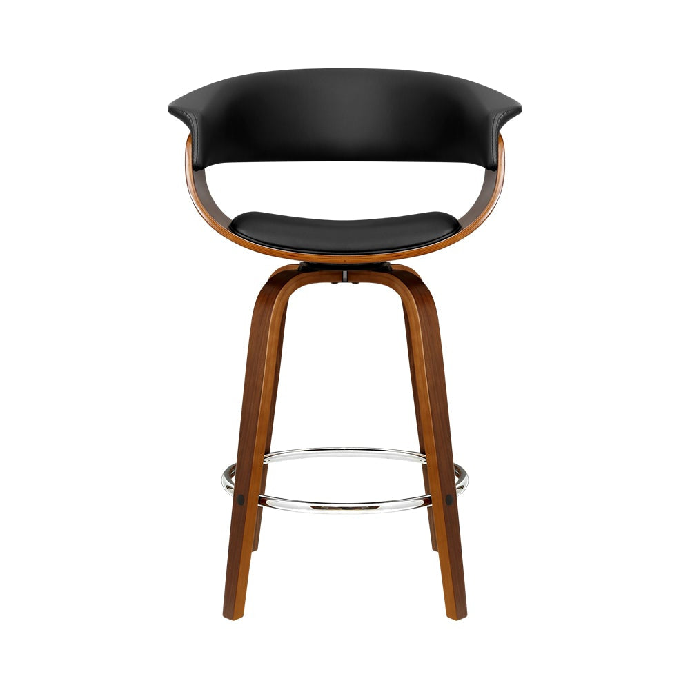 Swivel PU Leather Bar Stool - Wood and Black Fast shipping On sale