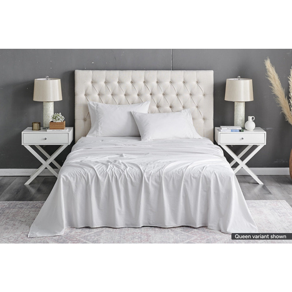 Sydney Stonewash Cotton Bed Sheet Set Light Grey Double Fast shipping On sale