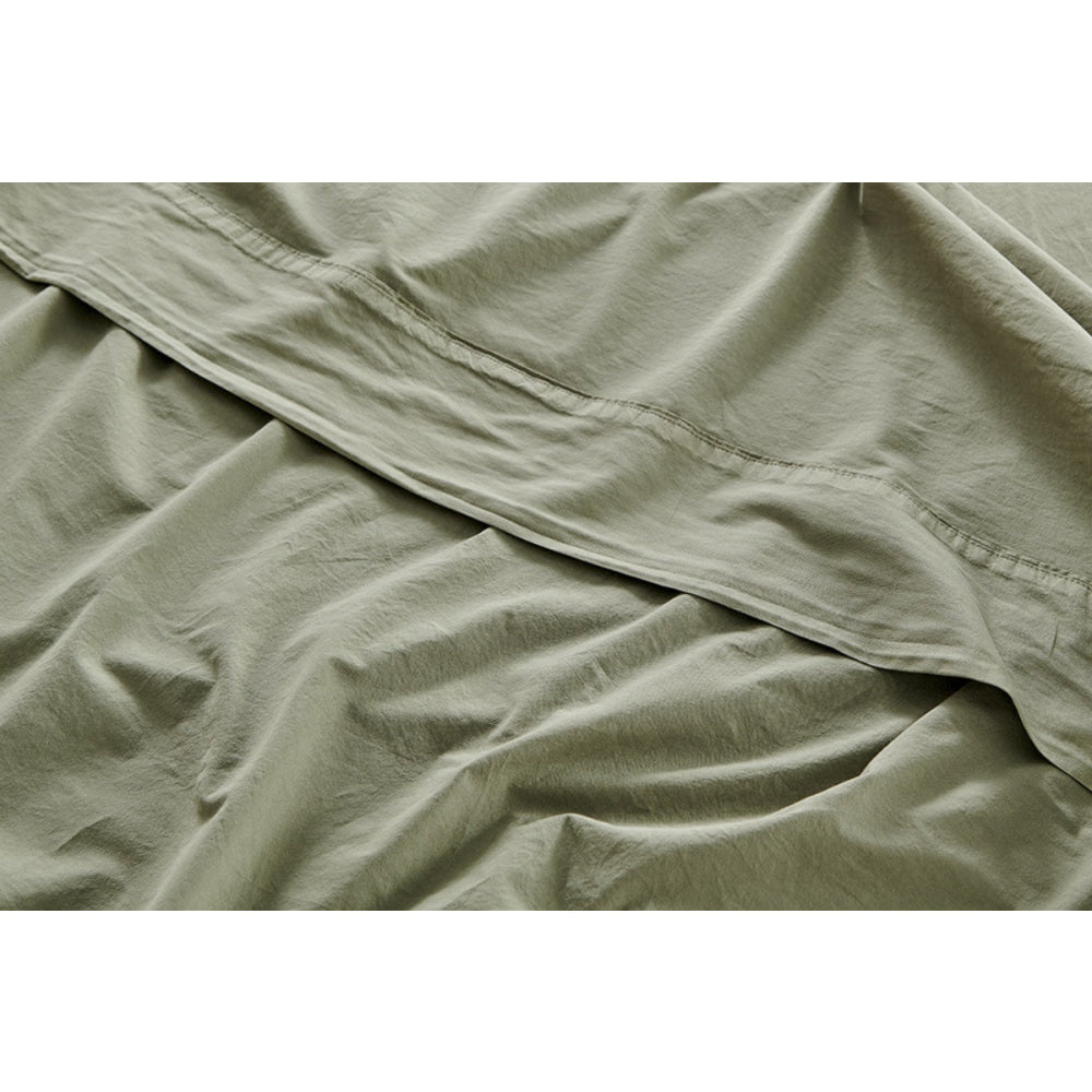 Sydney Stonewash Cotton Bed Sheet Set Oil Green King Fast shipping On sale