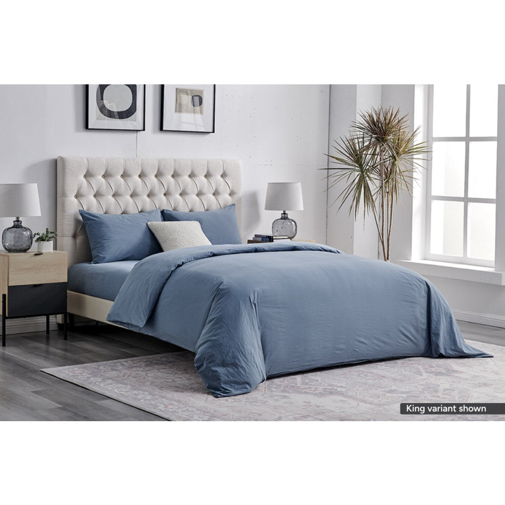 Sydney Stonewash Quilt Cover Set Citadel Blue king Fast shipping On sale