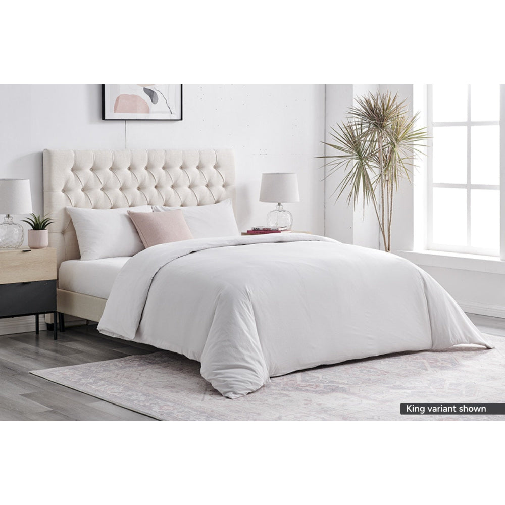 Sydney Stonewash Quilt Cover Set Light Grey Queen Fast shipping On sale