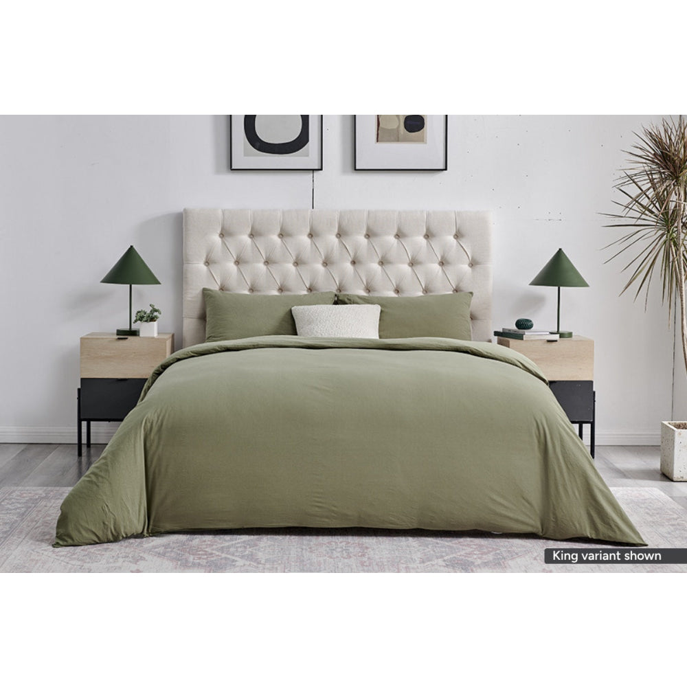 Sydney Stonewash Quilt Cover Set Oil Green Fast shipping On sale