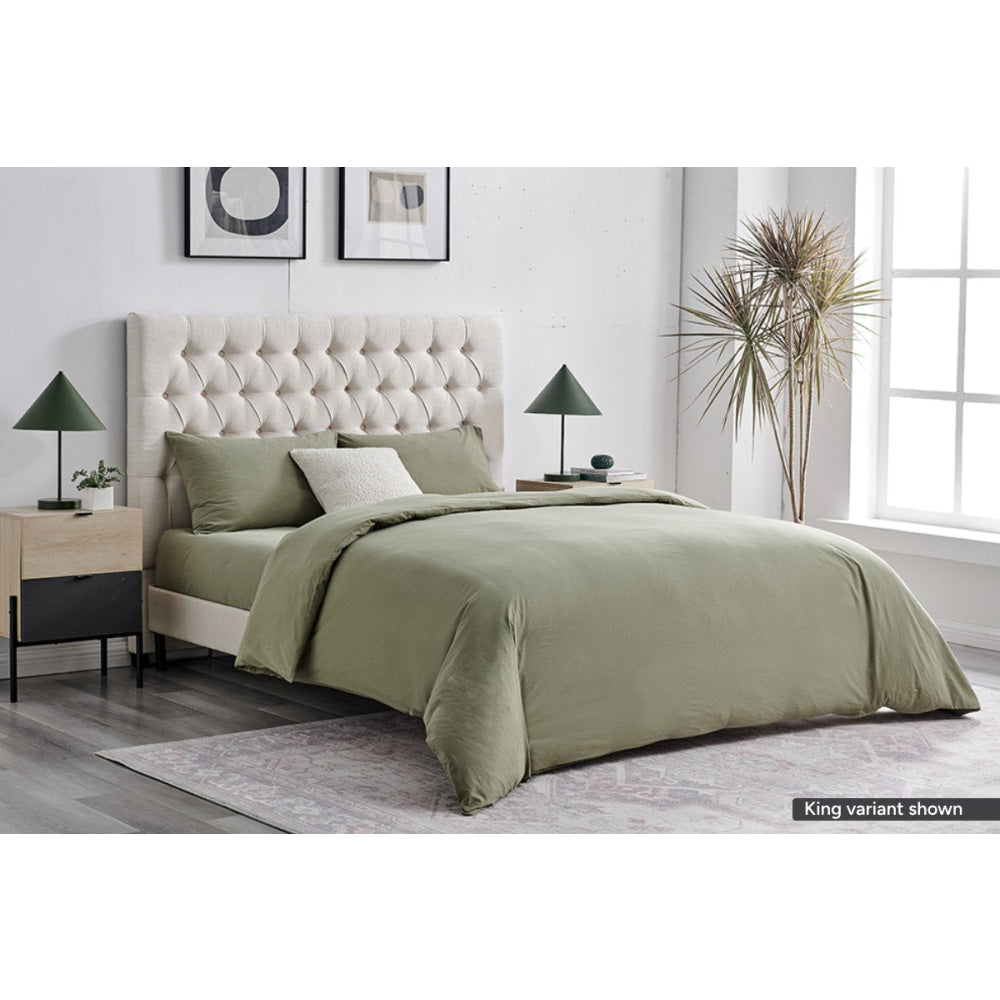 Sydney Stonewash Quilt Cover Set Oil Green Fast shipping On sale