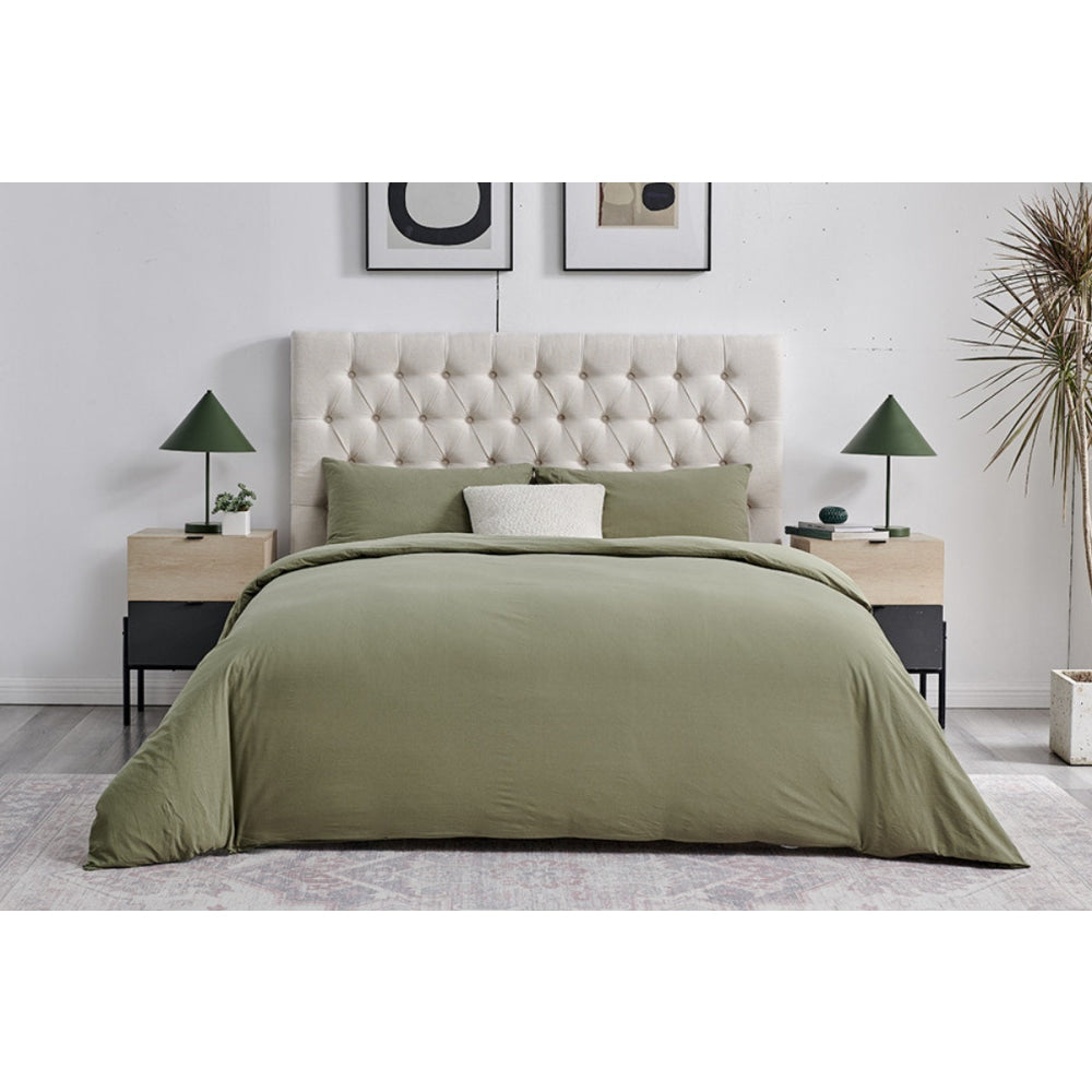 Sydney Stonewash Quilt Cover Set Oil Green Queen Fast shipping On sale