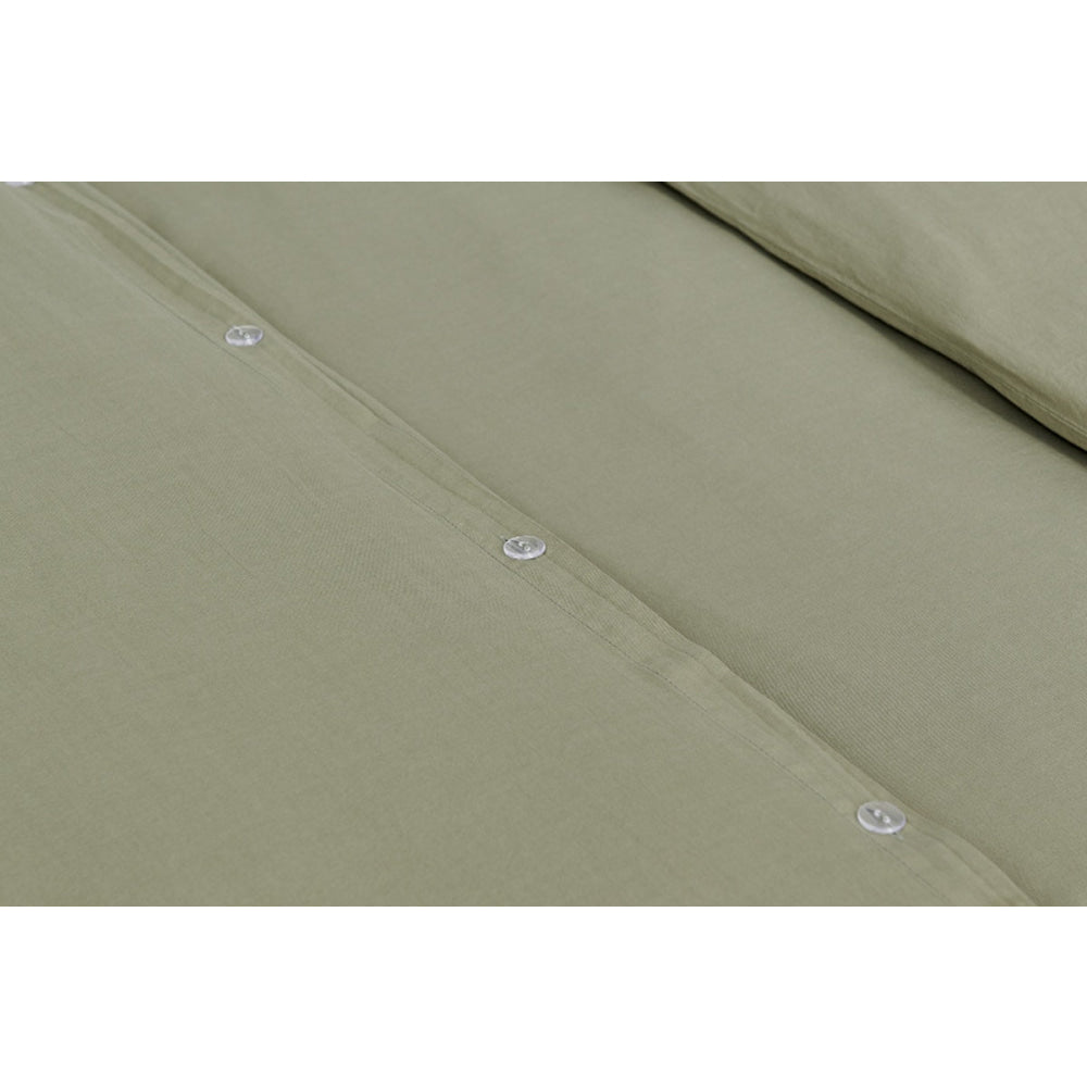 Sydney Stonewash Quilt Cover Set Oil Green Fast shipping On sale