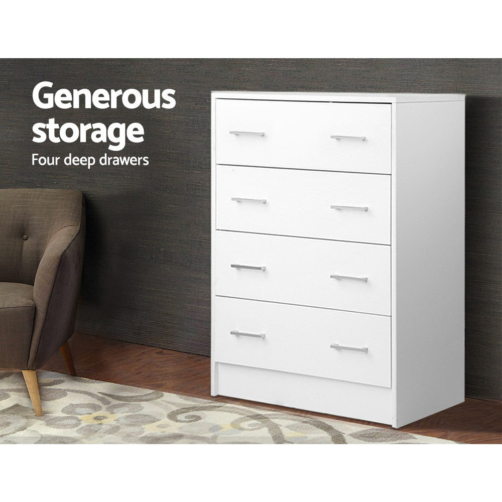 Tallboy 4 Drawers Storage Cabinet - White Chest Of Fast shipping On sale