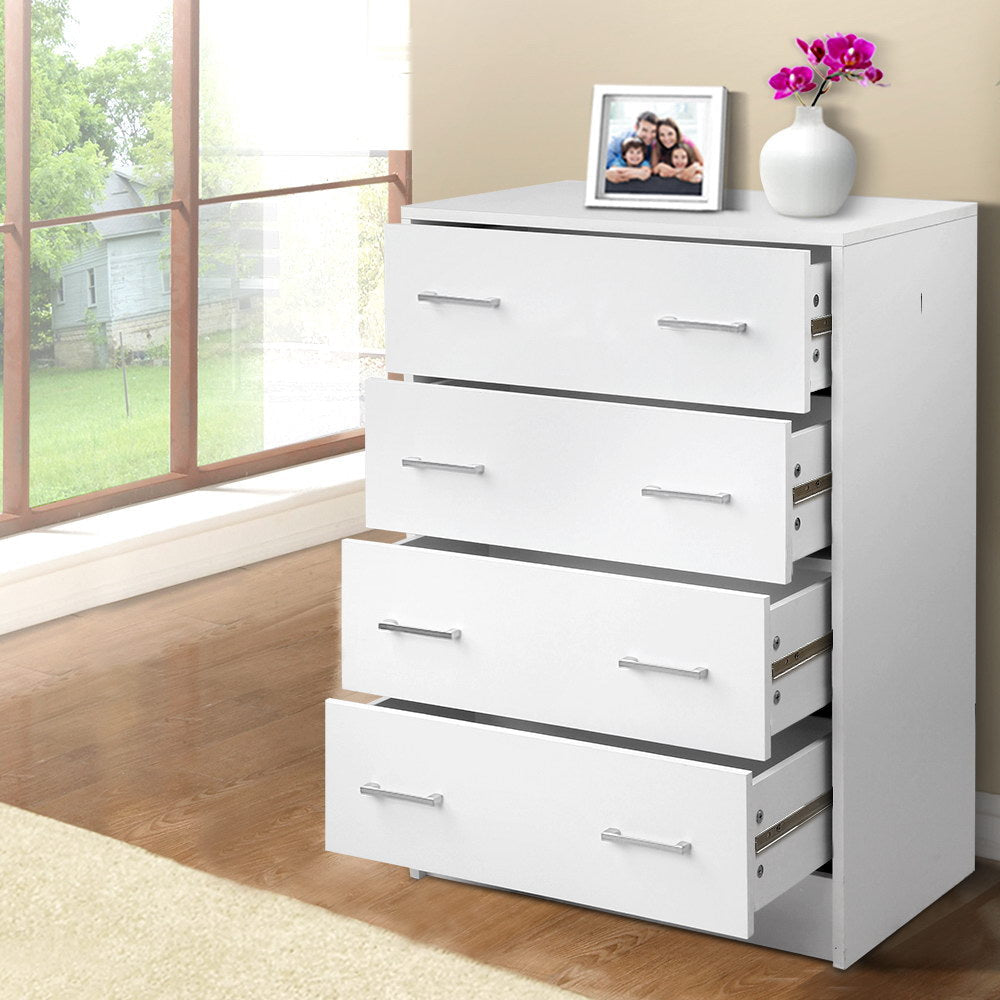 Tallboy 4 Drawers Storage Cabinet - White Chest Of Fast shipping On sale