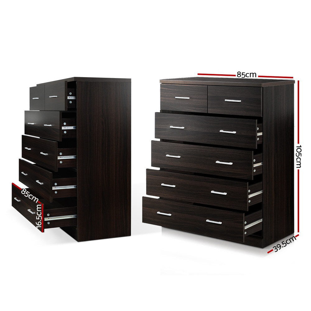 Tallboy 6 Drawers Storage Cabinet - Walnut Chest Of Fast shipping On sale