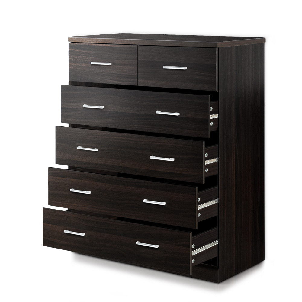 Tallboy 6 Drawers Storage Cabinet - Walnut Chest Of Fast shipping On sale