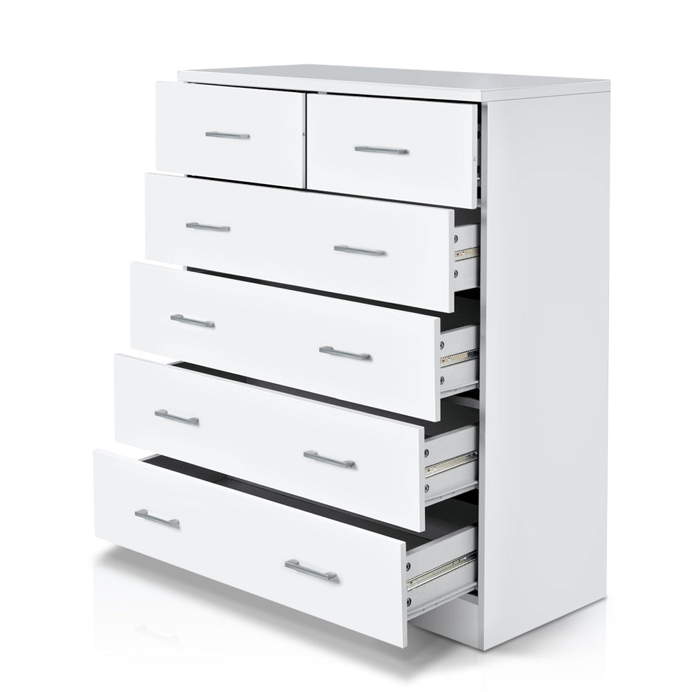 Tallboy Dresser Table 6 Chest of Drawers Cabinet Bedroom Storage White Of Fast shipping On sale