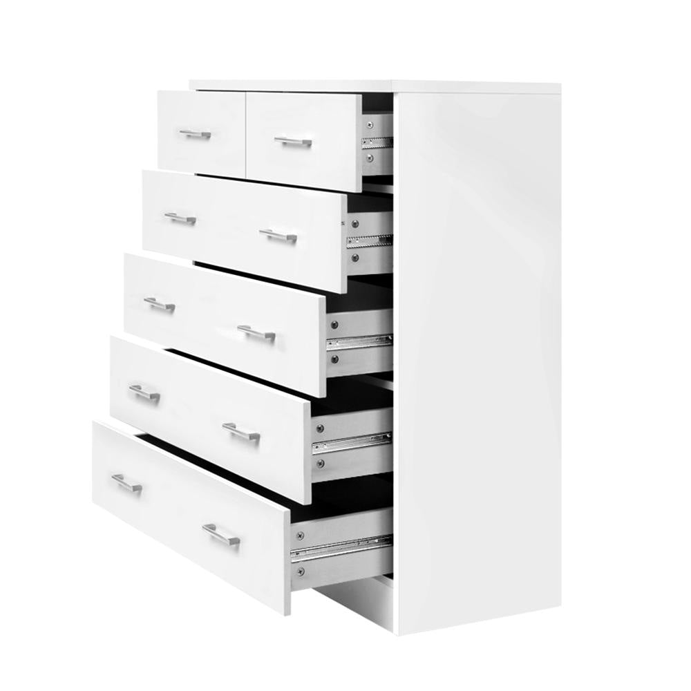 Tallboy Dresser Table 6 Chest of Drawers Cabinet Bedroom Storage White Of Fast shipping On sale