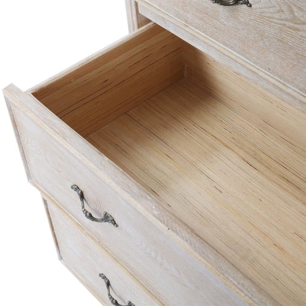 Tallboy Oak Wood Plywood Veneer White Washed Finish Storage Drawers Chest Of Fast shipping On sale