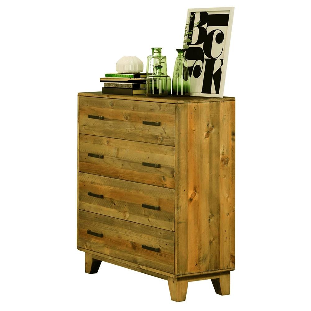 Tallboy with 4 Storage Drawers in Wooden Light Brown Colour Chest Of Fast shipping On sale