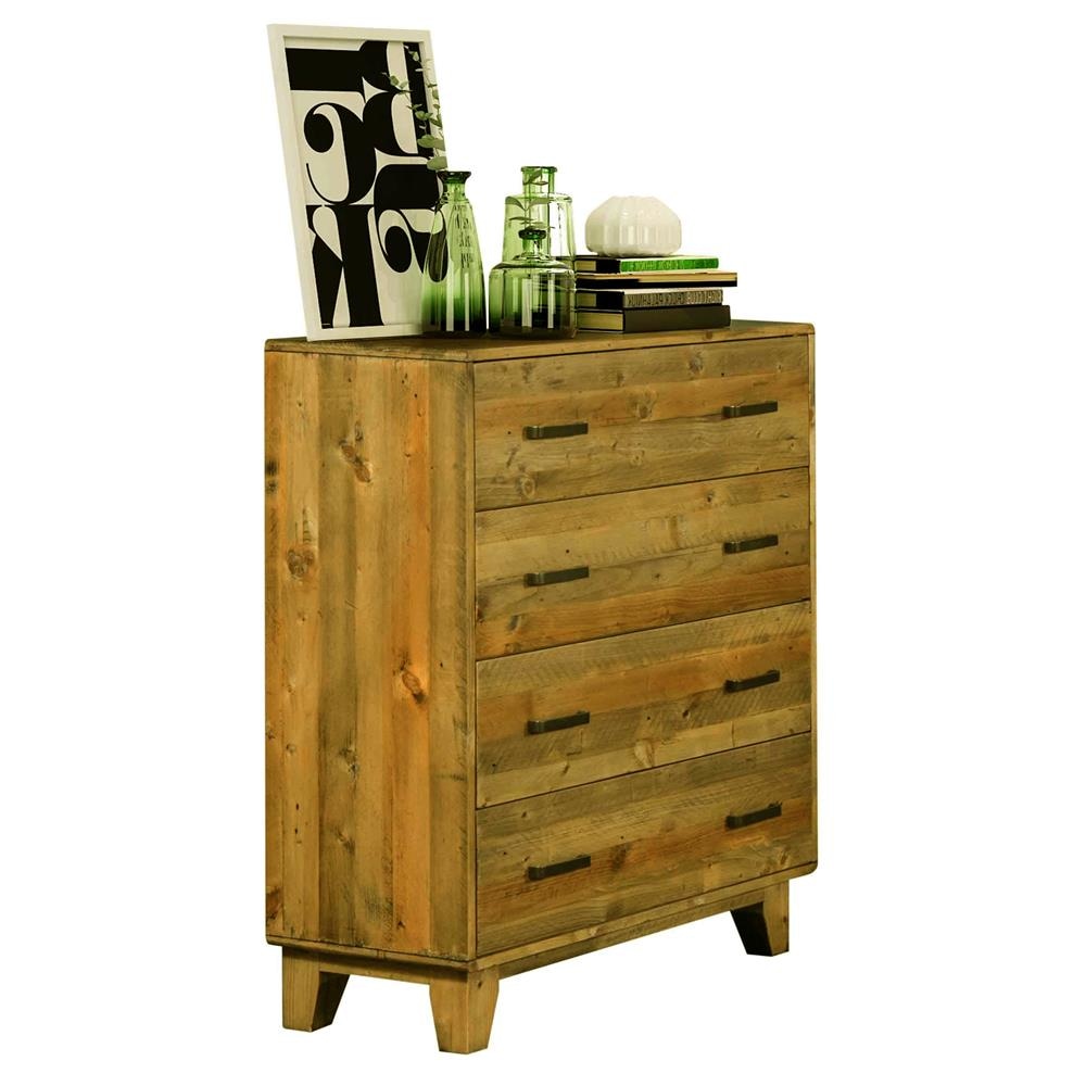 Tallboy with 4 Storage Drawers in Wooden Light Brown Colour Chest Of Fast shipping On sale