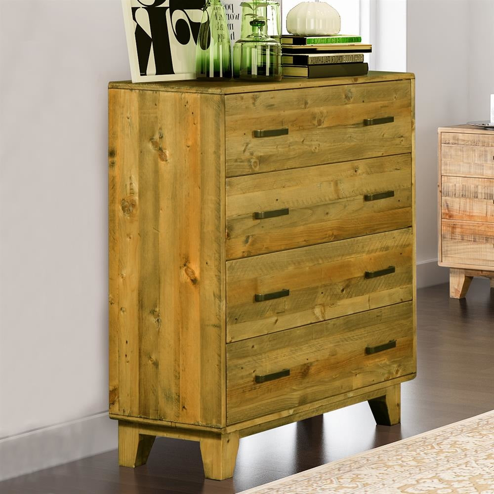 Tallboy with 4 Storage Drawers in Wooden Light Brown Colour Chest Of Fast shipping On sale