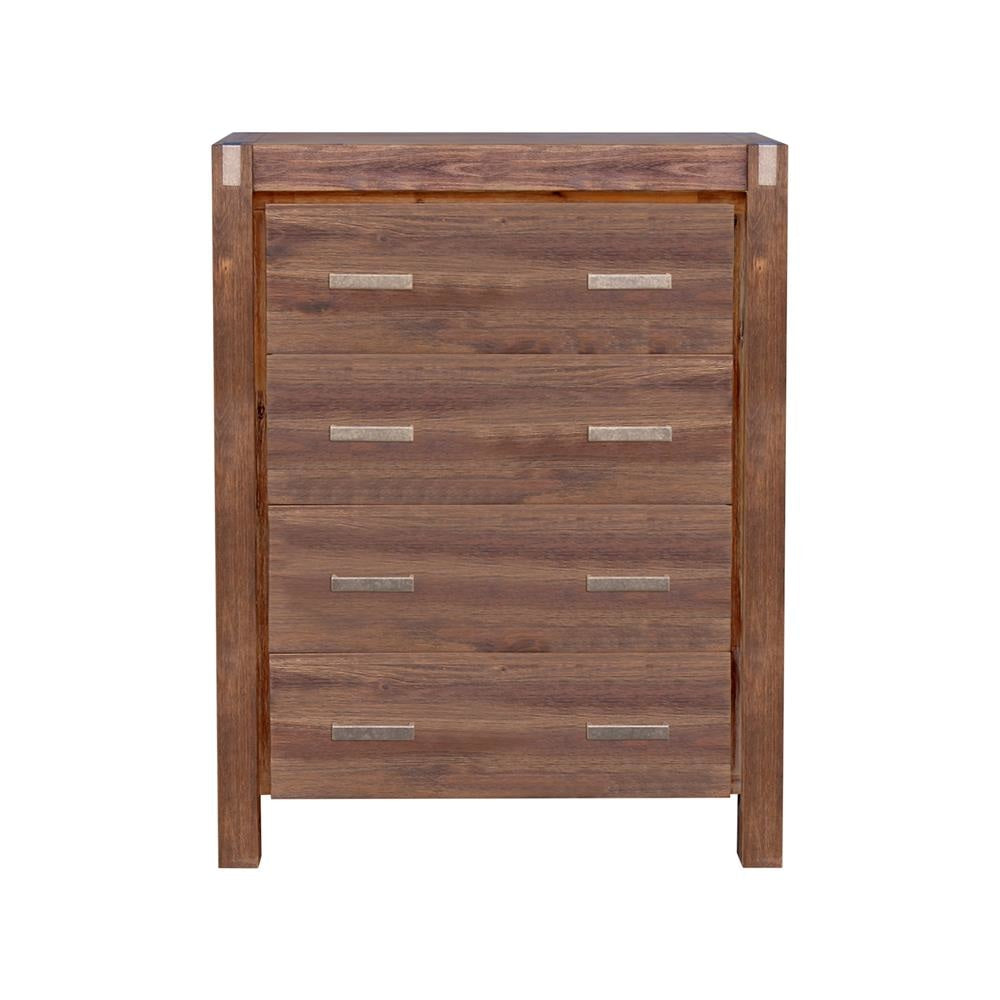 Tallboy with 4 Storage Drawers Solid Wooden Assembled in Chocolate Colour Chest Of Fast shipping On sale