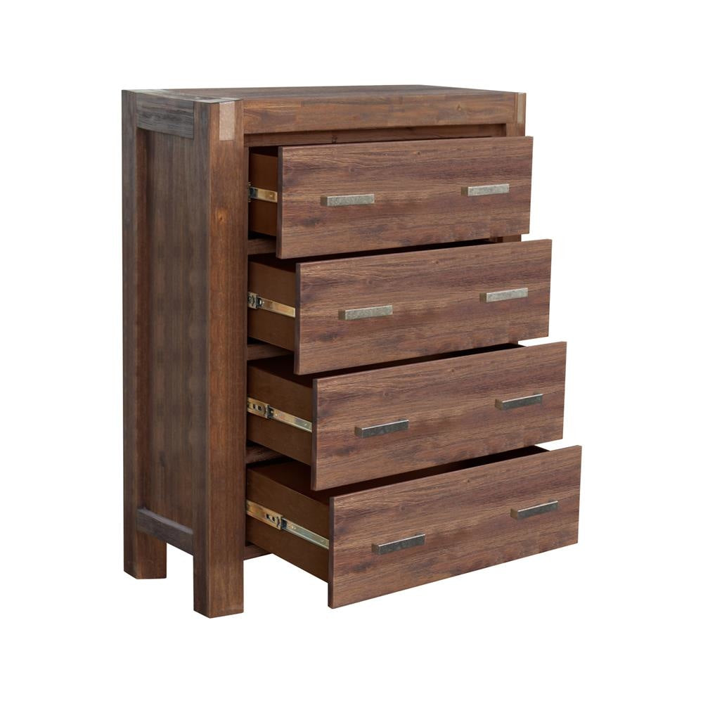 Tallboy with 4 Storage Drawers Solid Wooden Assembled in Chocolate Colour Chest Of Fast shipping On sale