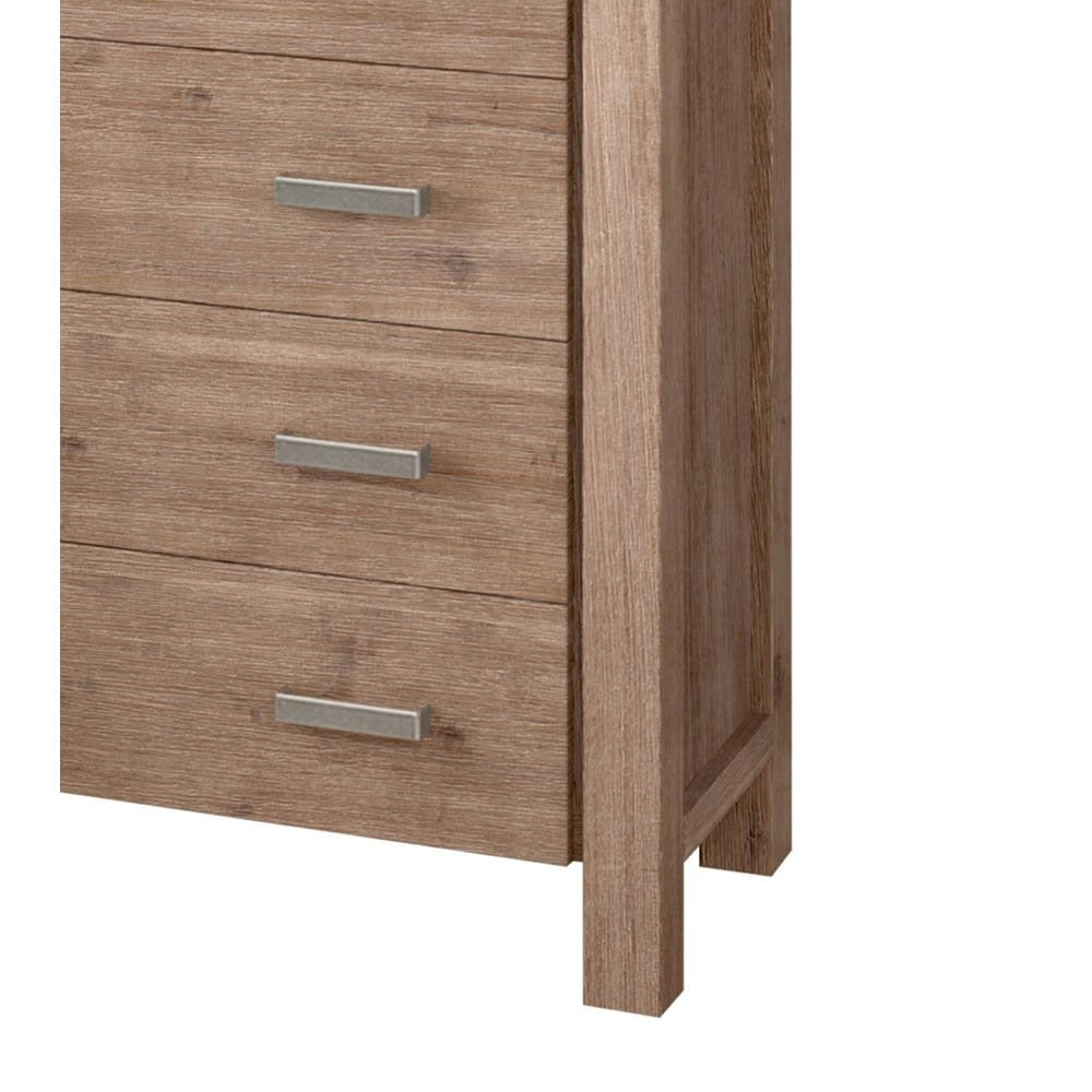 Tallboy with 4 Storage Drawers Solid Wooden Assembled in Oak Colour Chest Of Fast shipping On sale