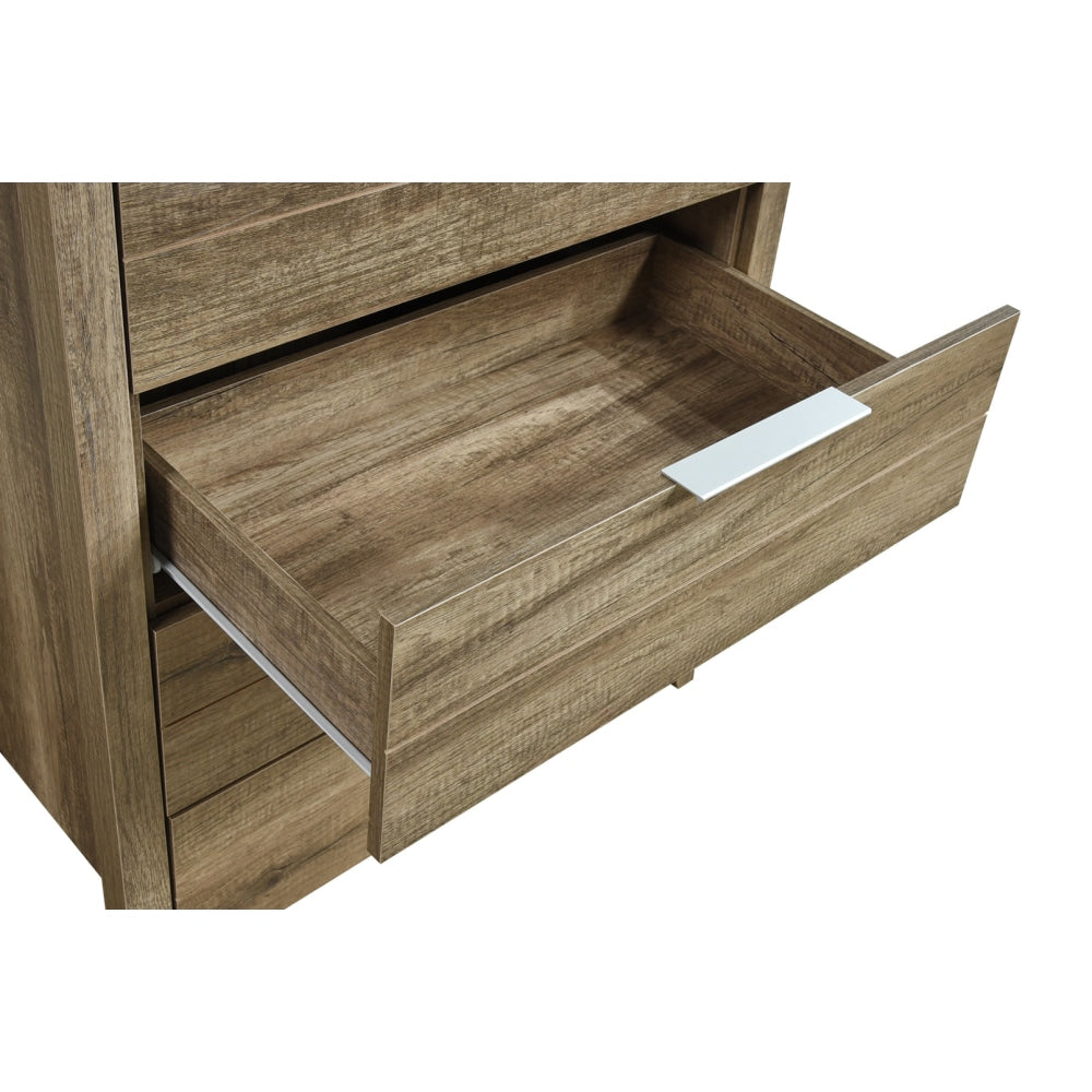 Tallboy with 5 Storage Drawers Natural Wood like MDF in Oak Colour Chest Of Fast shipping On sale