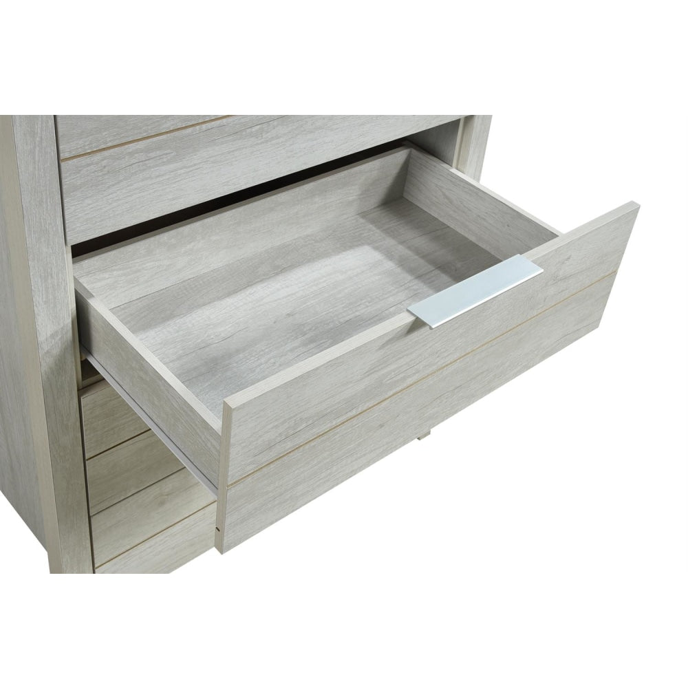 Tallboy with 5 Storage Drawers Natural Wood like MDF in White Ash Colour Chest Of Fast shipping On sale