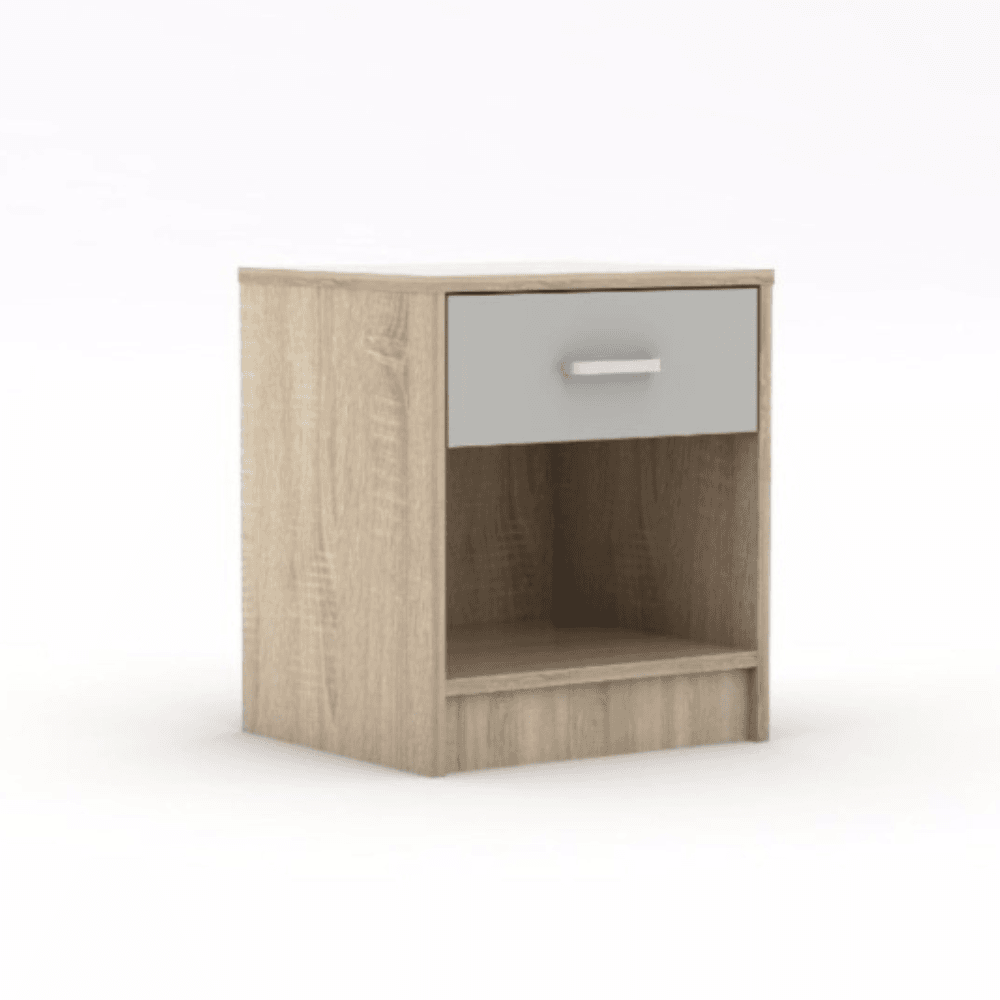 Tammy Open Shelf Nightstand Bedside Side Table W/ 1-Drawer - Oak/Light Grey Fast shipping On sale