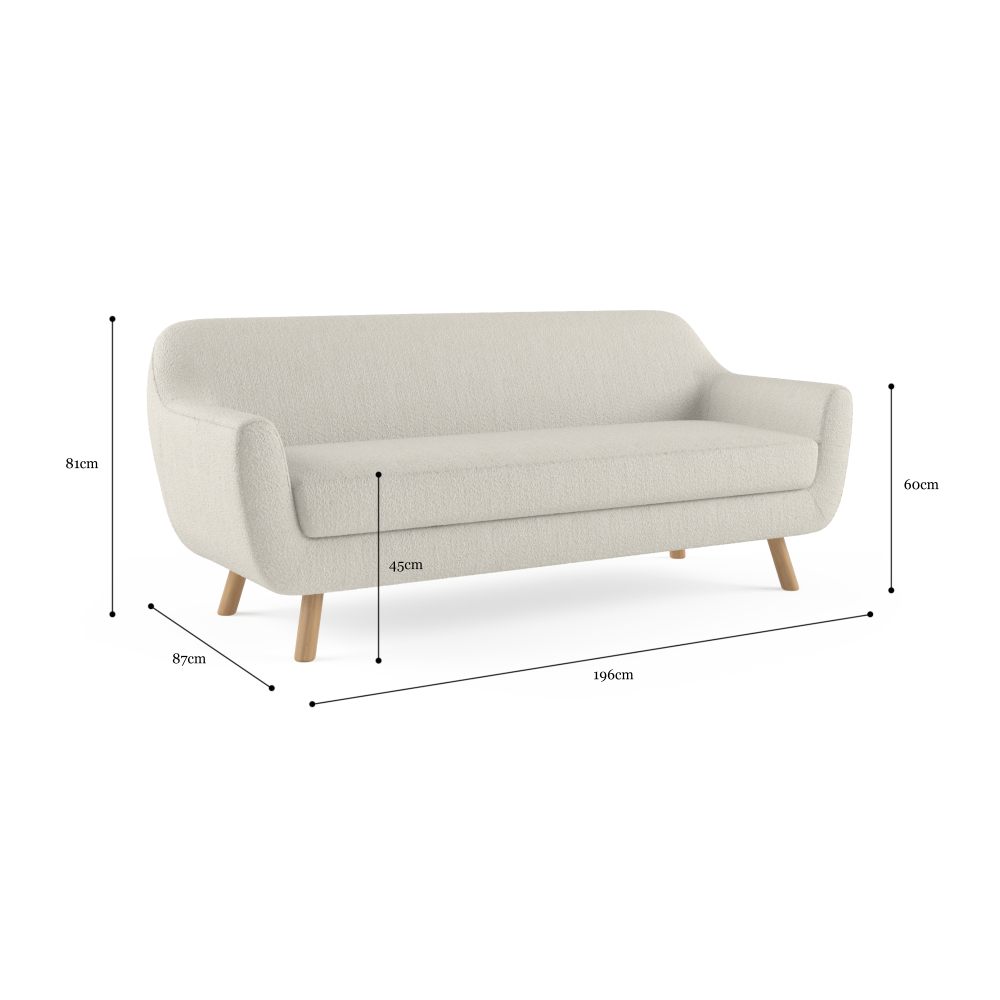 Tate 3 Seater Sofa Light Cream Sofas Fast shipping On sale