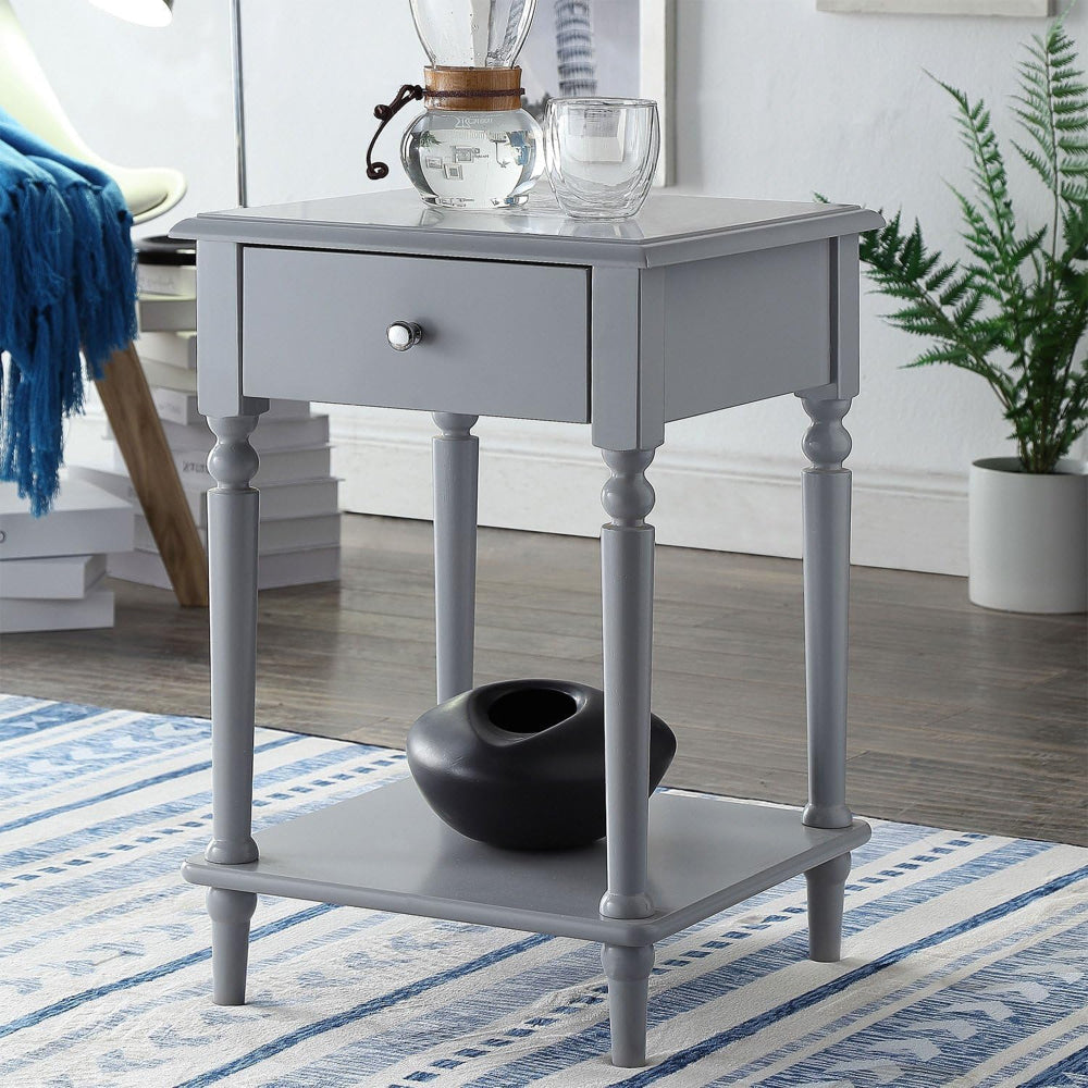 Taylor Wooden Open Shelf End Lamp Side Table W/ 1-Drawer Grey Fast shipping On sale