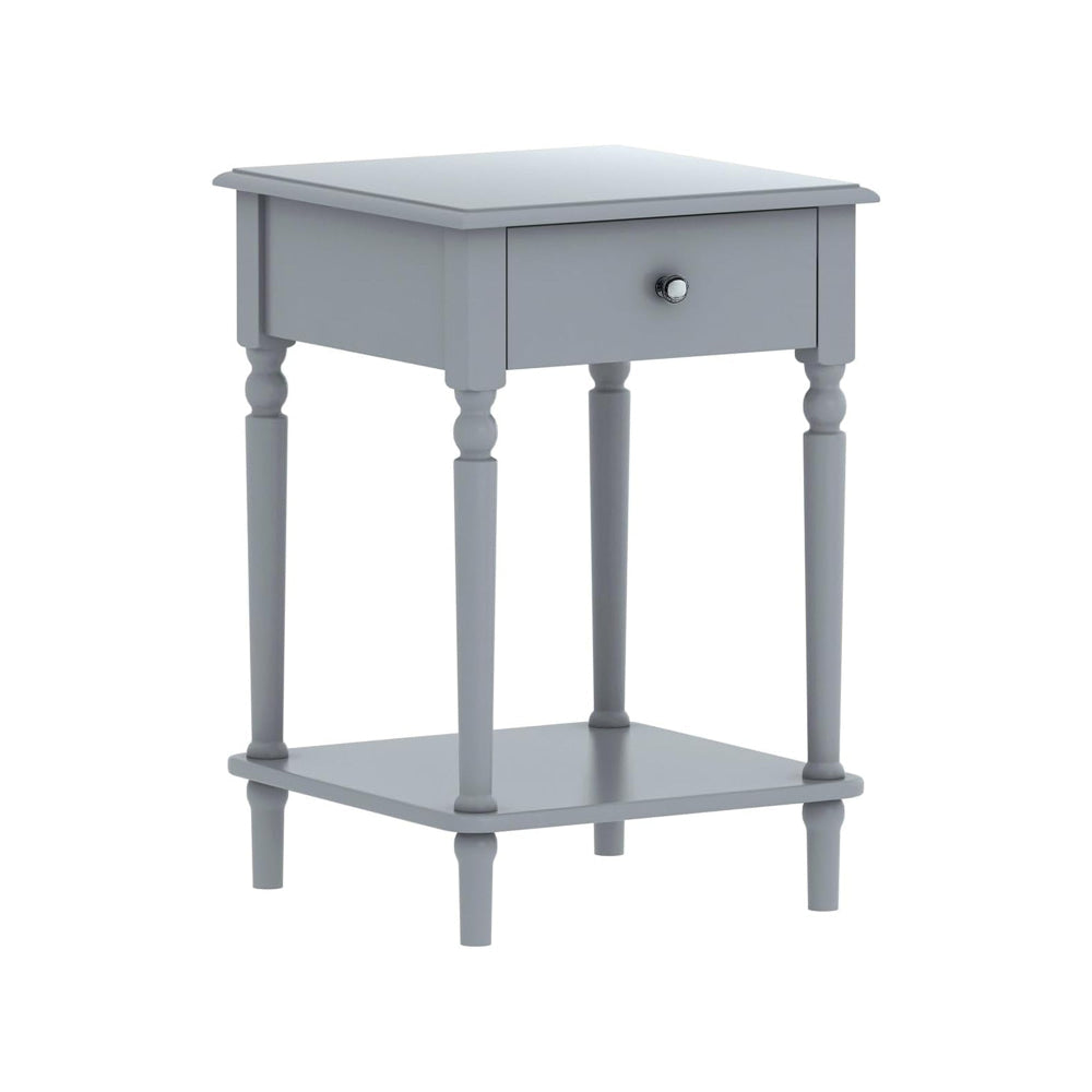 Taylor Wooden Open Shelf End Lamp Side Table W/ 1-Drawer Grey Fast shipping On sale