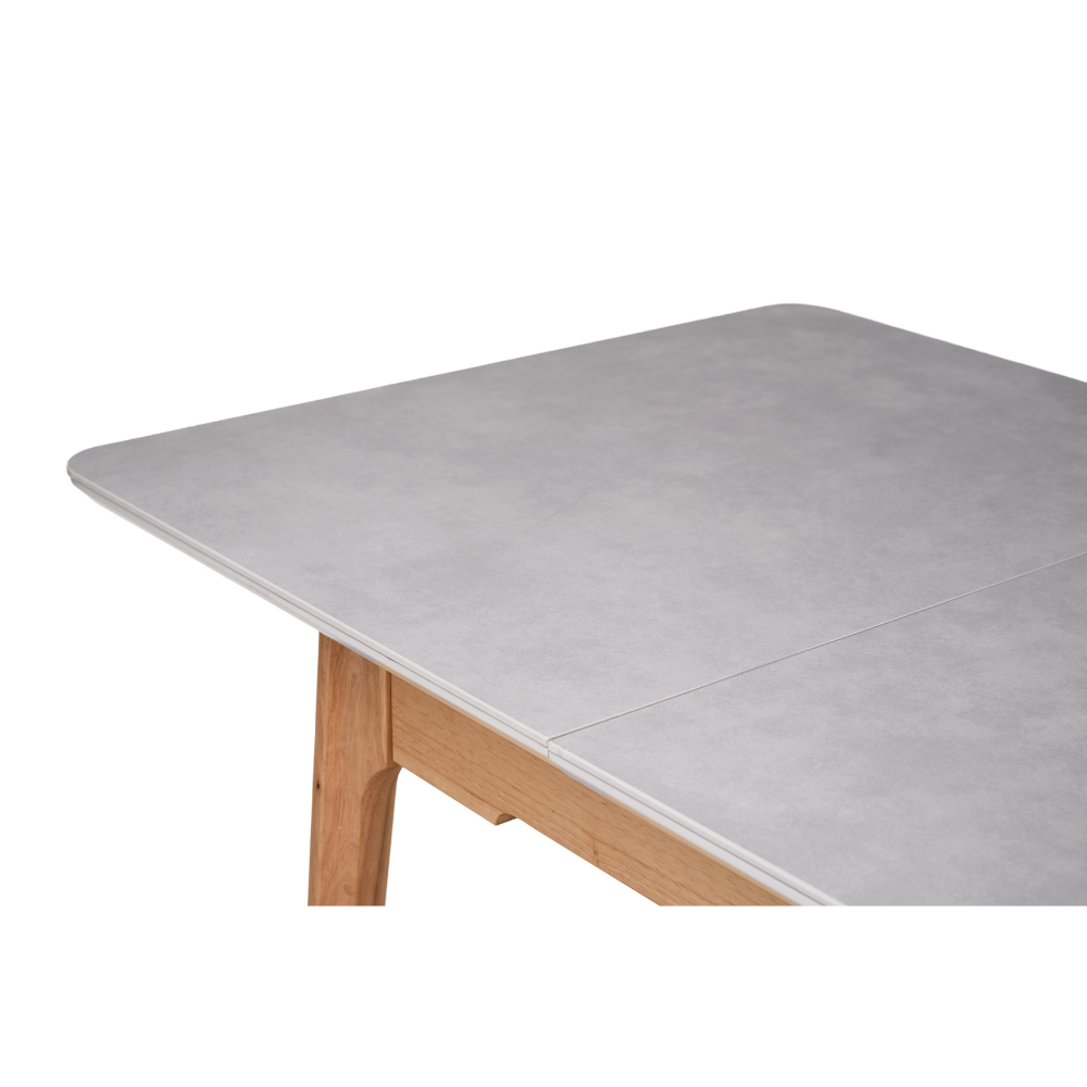 Tayson Rectangular Extension Kitchen Dining Table 140-180cm Wooden Frame Light Grey Ceramic Fast shipping On sale