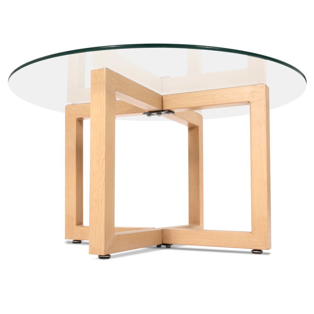 Tempered Glass Round Coffee Table - Beige Fast shipping On sale